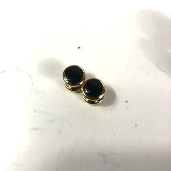 Vintage Black Onyx Gold Tone Cufflinks & 5 Tuxedo Shirt Studs - Picture 7 of 8